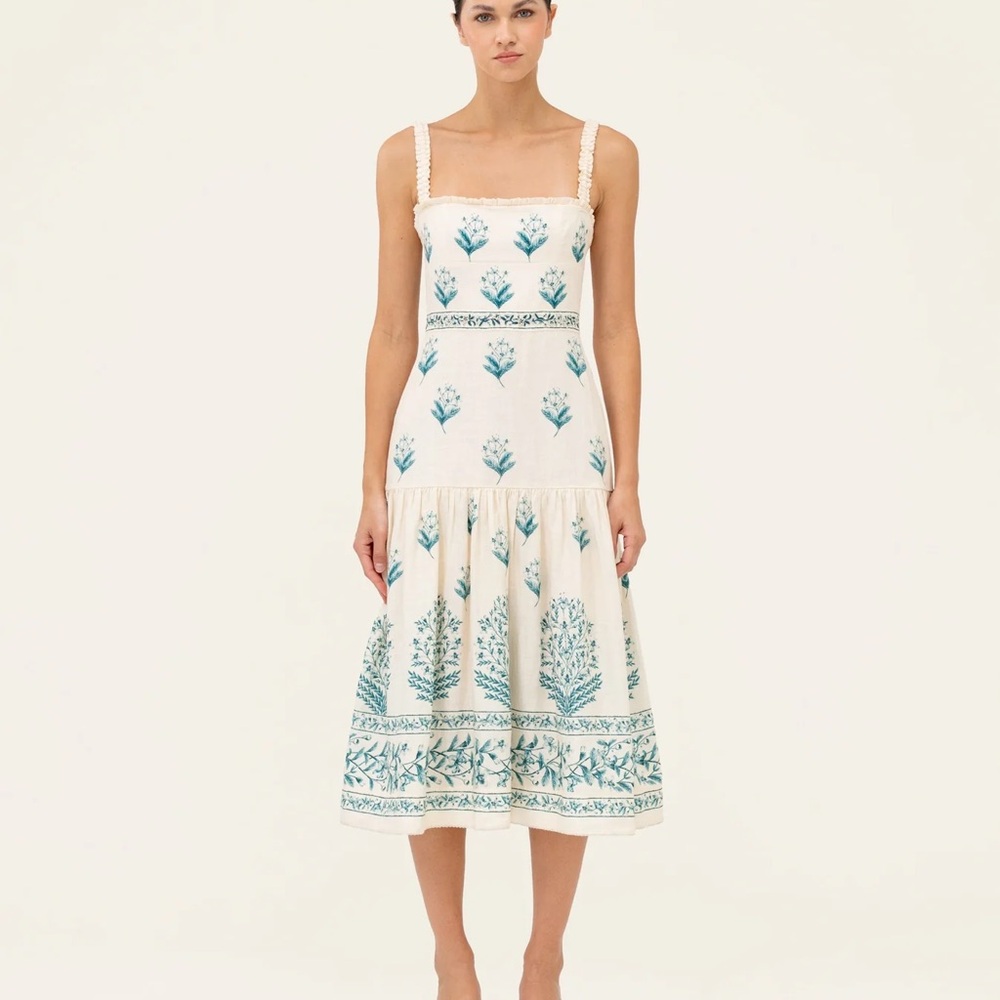 NÍSPERO CEIBA MIDI DRESS, Hand-embroidered (WORN ONCE)